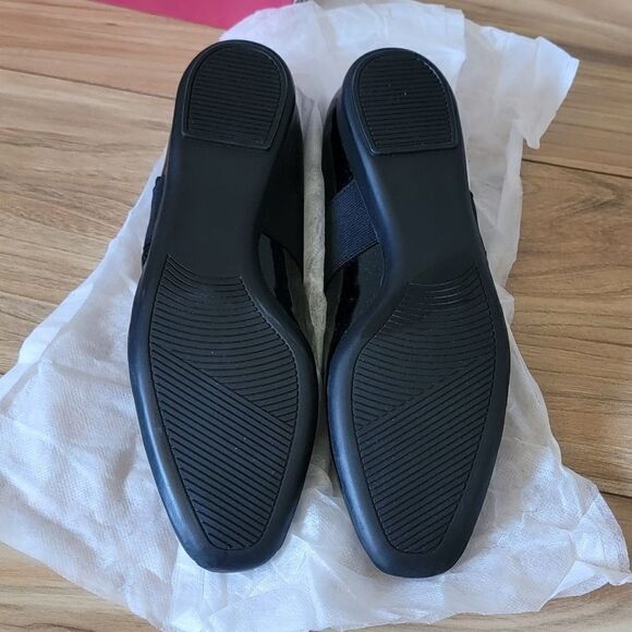 🆕️ Vaneli Fakir Patent Leather Buckle Square Toe Mini Wedge Flats in Black - Picture 10 of 13